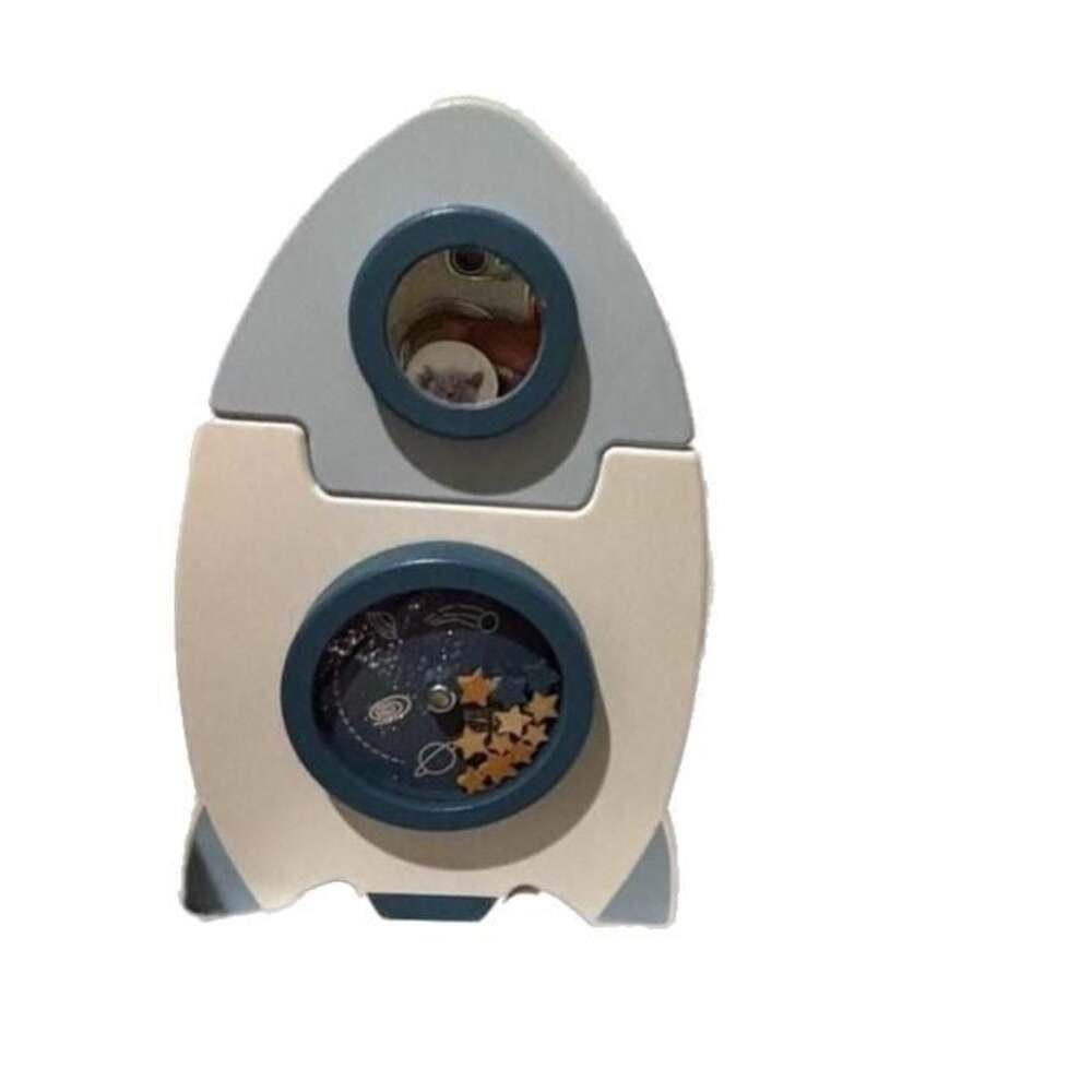 Wooden Montessori Rocket Ship Multi-Activity Play Cube